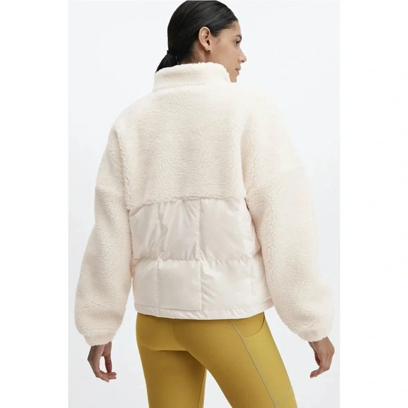 FABLETICS Nelly Mixed Media Half Zip Cream Size Large - Picture 2 of 16